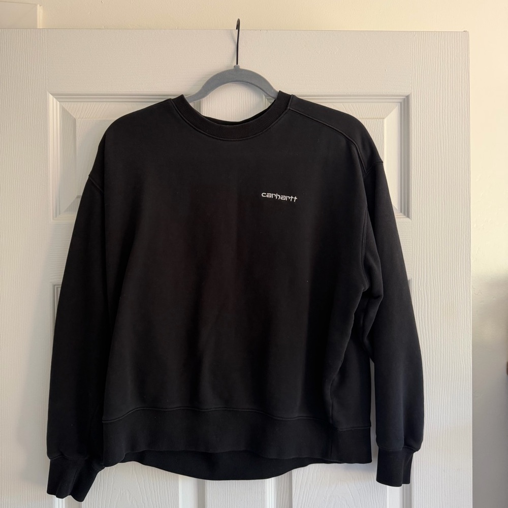 Carhartt Women’s Black Crewneck Sweatshirt with White Logo